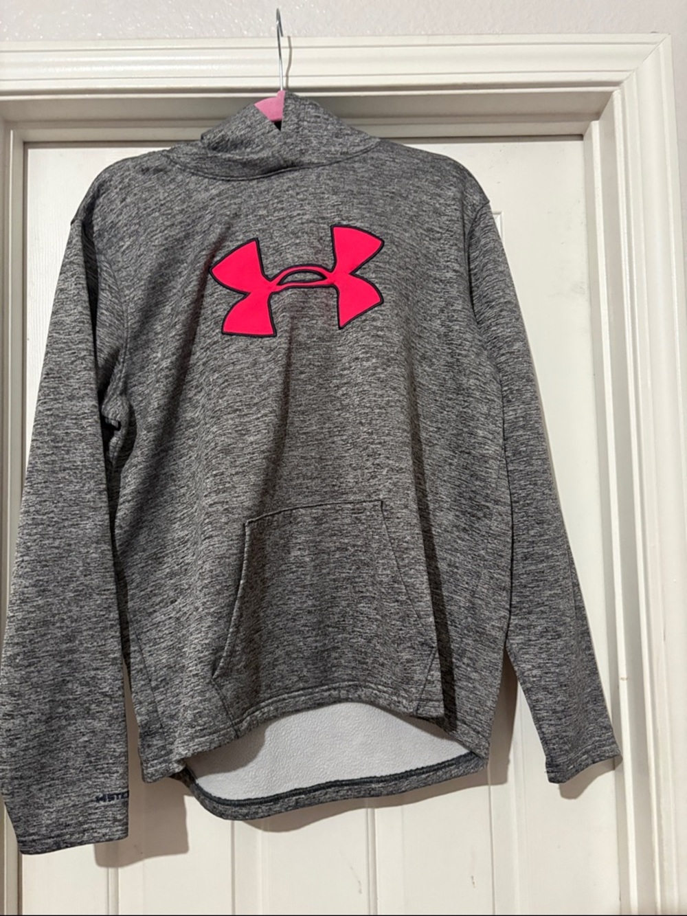Under Armour Gray Hoodie with Bright Pink Logo
